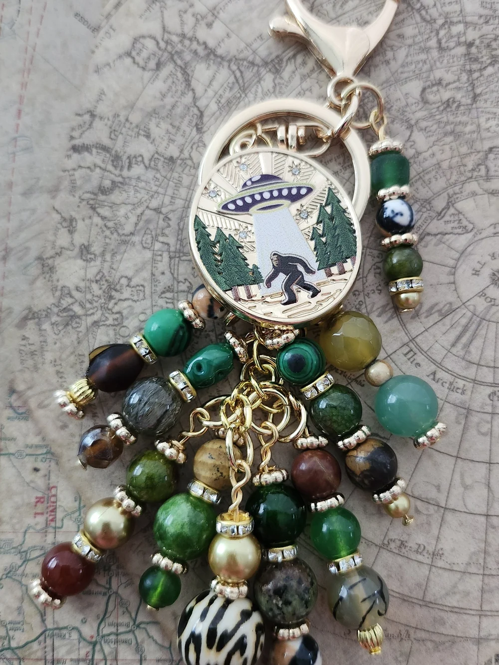 Big Foot Purse Charm or Keychain Aventurine Agate Jasper Jade Handcrafted